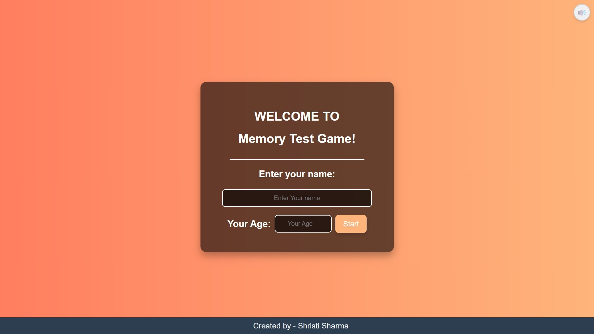 Screenshot of Memory Test Game